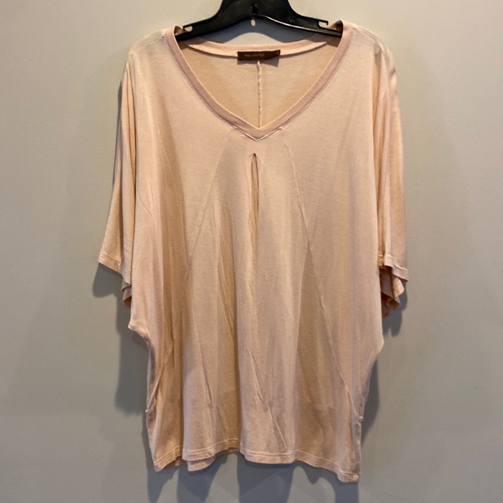 The Limited Large V neck pleated short sleeve shirt, loose fitting